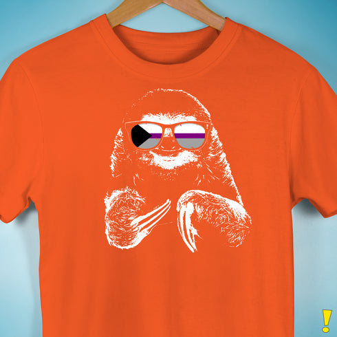 Pride Sloth Demisexual Pride Flag Sunglasses Premium Unisex T-Shirt - Orange