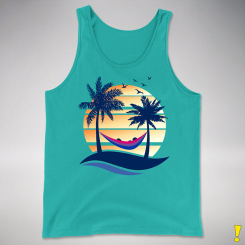 Bisexual Pride Hammock Summer Beach Sunset Premium Tank Top - Teal