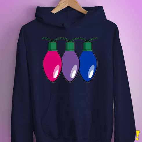 Bisexual Pride Christmas Lights Hoodie - Navy