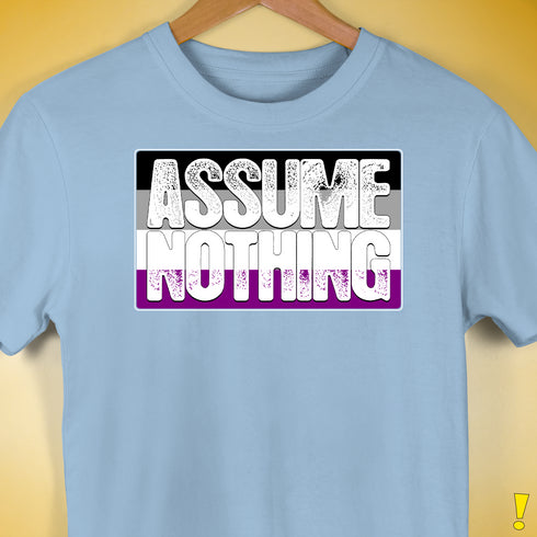 Assume Nothing Asexual Pride Flag Premium Unisex T-Shirt - Baby Blue