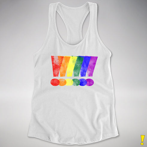 LGBTQ Pride Exclamation Points Racerback Tank - White
