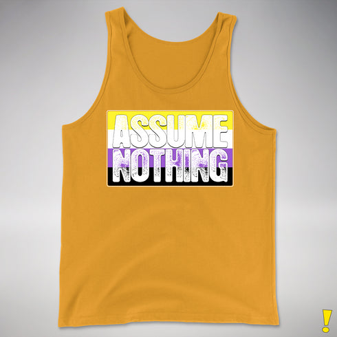 Assume Nothing Nonbinary Pride Flag Premium Tank Top - Gold