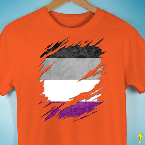 Asexual Pride Flag Ripped Reveal Premium Unisex T-Shirt - Orange