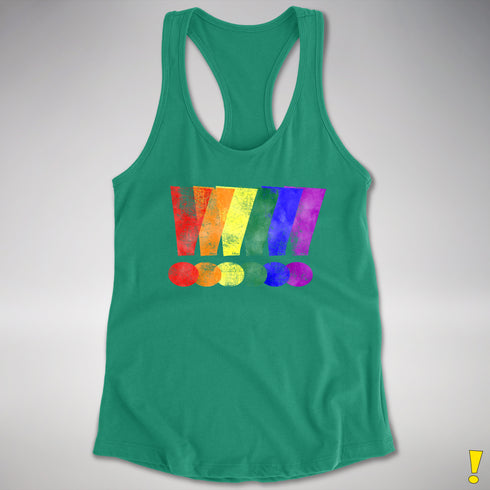 LGBTQ Pride Exclamation Points Racerback Tank - Kelly Green
