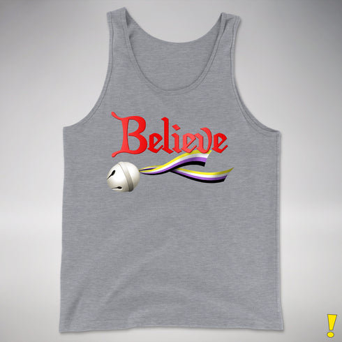 Believe Nonbinary Pride Jingle Bell Premium Tank Top - Grey Heather