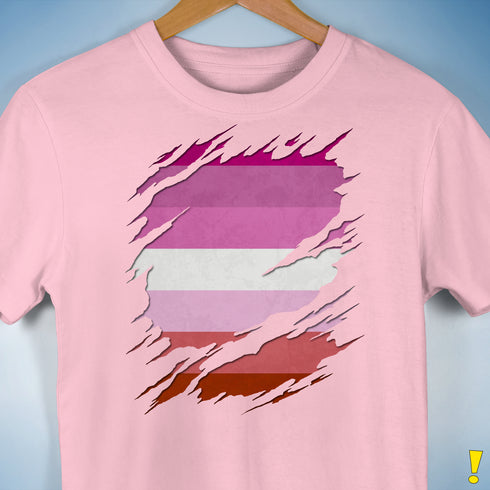 Pink Lesbian Ripped Reveal Premium Unisex T-Shirt - Pink