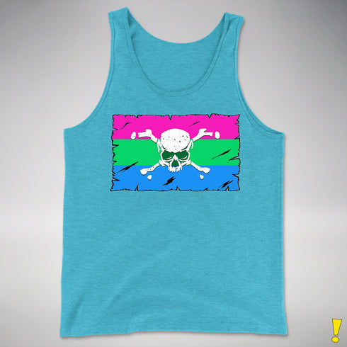 Polysexual Pride Pirate Flag Premium Tank Top - Aqua Triblend