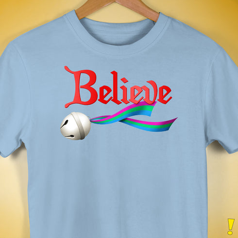 Believe Polysexual Pride Jingle Bell Premium Unisex T-Shirt - Baby Blue