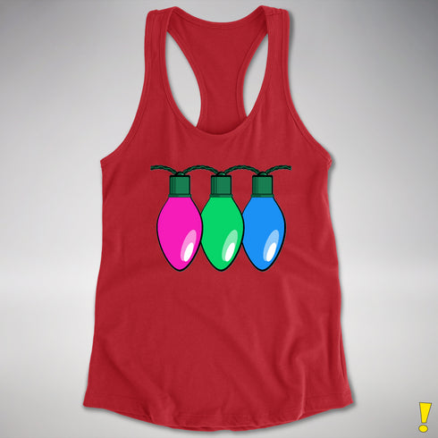 Polysexual Pride Christmas Lights Racerback Tank - Red