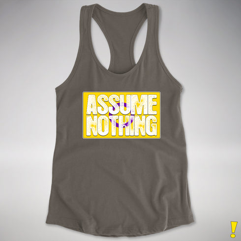 Assume Nothing Intersex Pride Flag Racerback Tank - Dark Grey