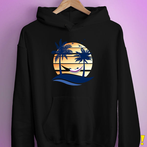 Demisexual Pride Hammock Summer Beach Sunset Hoodie - Black
