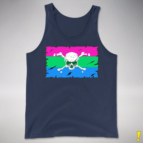 Polysexual Pride Pirate Flag Premium Tank Top - Navy