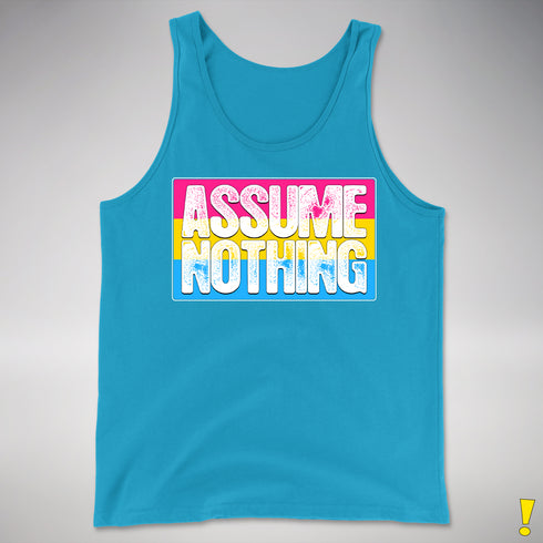 Assume Nothing Pansexual Pride Flag Premium Tank Top - Neon Blue
