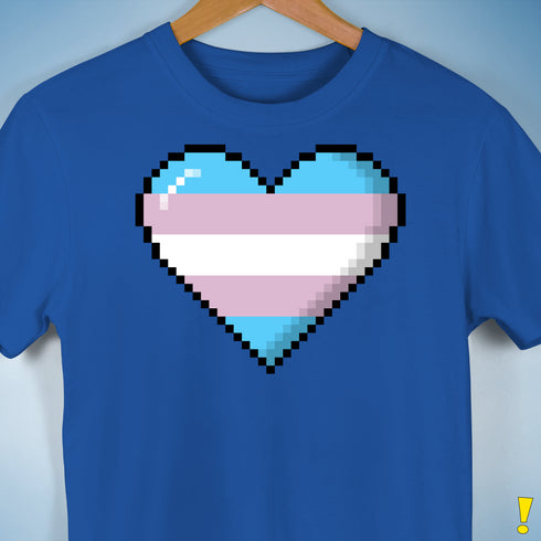 Transgender Pride 8-Bit Pixel Heart Premium Unisex T-Shirt - Royal Blue