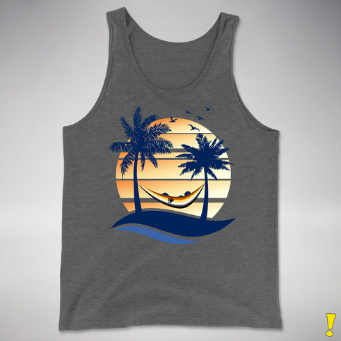 Bear Pride Hammock Summer Beach Sunset Premium Tank Top - Deep Heather