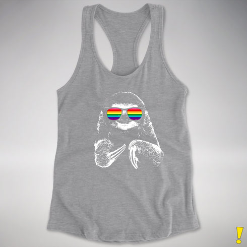 Gilbert Baker LGBTQ Pride Sloth Rainbow Flag Sunglasses Women's - Heather Grey