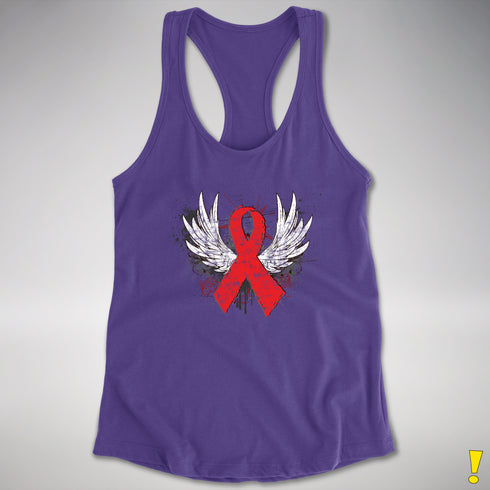 Winged Red Ribbon - World AIDS Day Racerback Tank - Purple
