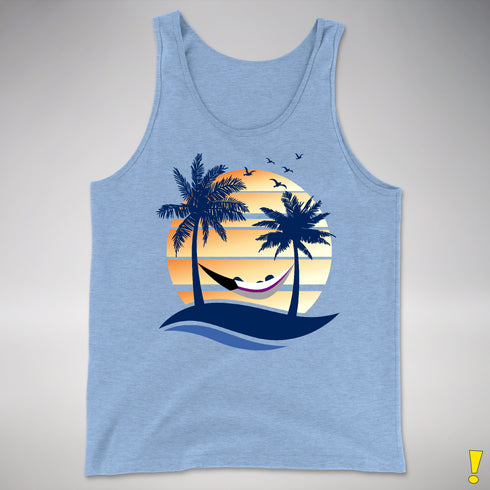 Demisexual Pride Hammock Summer Beach Sunset Premium Tank Top - Blue Triblend