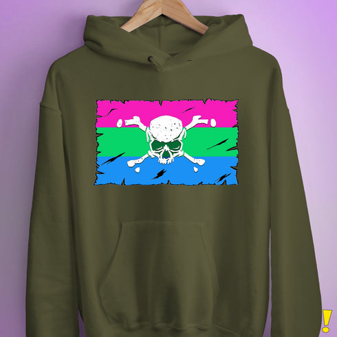 Polysexual Pride Pirate Flag Hoodie - Army