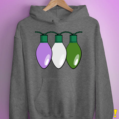 Genderqueer Pride Christmas Lights Hoodie - Grey Heather