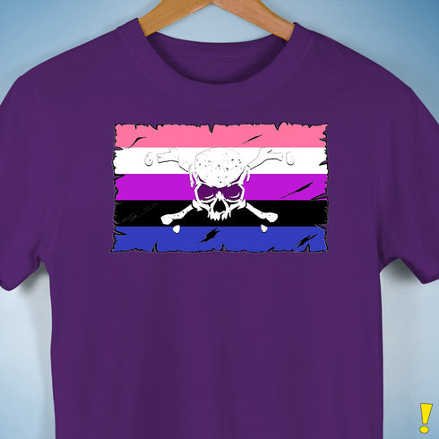 Genderfluid Pride Pirate Flag Premium Unisex T-Shirt - Purple