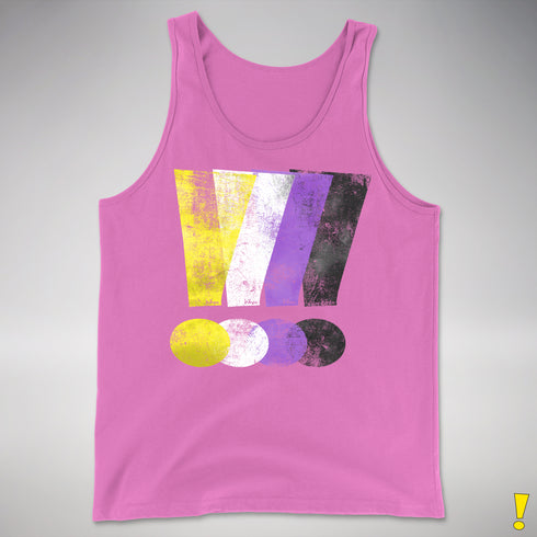 Nonbinary Pride Grunge Exclamation Points Premium Tank Top - Neon Pink