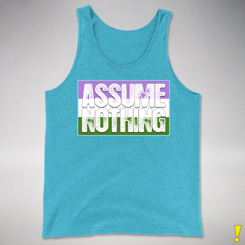 Assume Nothing Genderqueer Pride Flag Premium Tank Top - Aqua Triblend