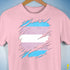 Transgender Pride Flag Ripped Reveal Premium Unisex T-Shirt - Pink