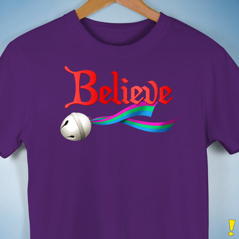Believe Polysexual Pride Jingle Bell Premium Unisex T-Shirt - Purple