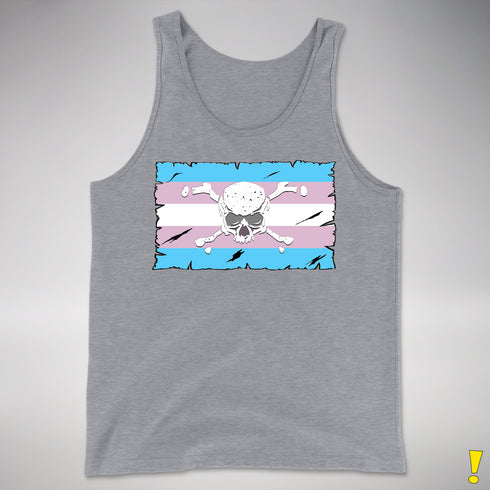 Transgender Pride Pirate Flag Premium Tank Top - Grey Heather