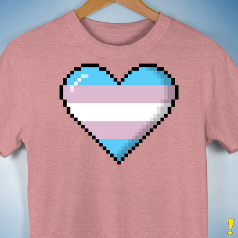 Transgender Pride 8-Bit Pixel Heart Premium Unisex T-Shirt - Mauve Heather