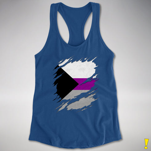 Demisexual Pride Flag Ripped Reveal Racerback Tank - Royal