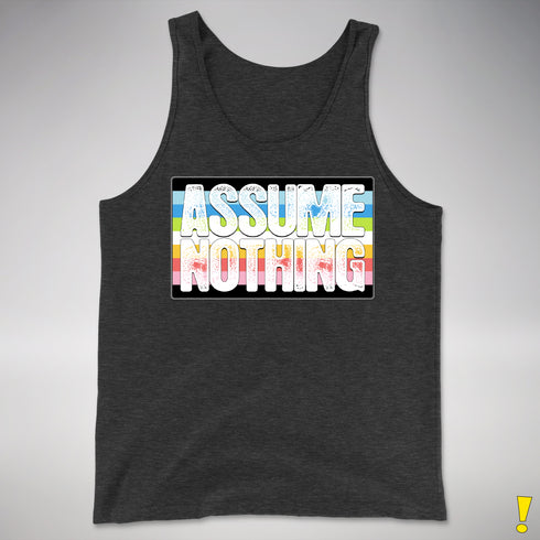 Assume Nothing Queer Pride Flag Premium Tank Top - Charcoal Triblend