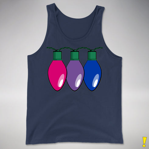 Bisexual Pride Christmas Lights Premium Tank Top - Navy