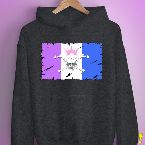 Drag Pride Pirate Flag Hoodie - Dark Grey Heather