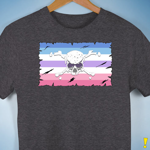Bigender Pride Pirate Flag Premium Unisex T-Shirt - Dark Grey Heather