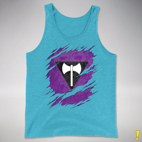 Lesbian Labrys Pride Flag Ripped Reveal Premium Tank Top - Aqua Triblend