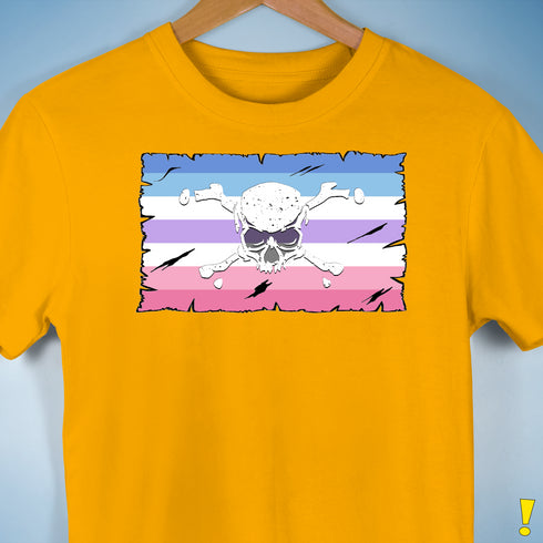 Bigender Pride Pirate Flag Premium Unisex T-Shirt - Gold