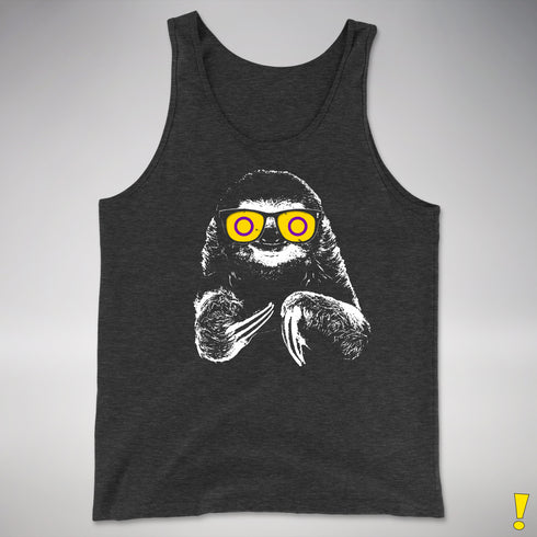 Pride Sloth Intersex Flag Sunglasses Premium Tank Top - Charcoal Triblend
