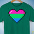 Polysexual Pride 8-Bit Pixel Heart Premium Unisex T-Shirt - Kelly Green