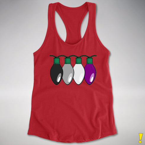 Asexual Pride Christmas Lights Racerback Tank - Red