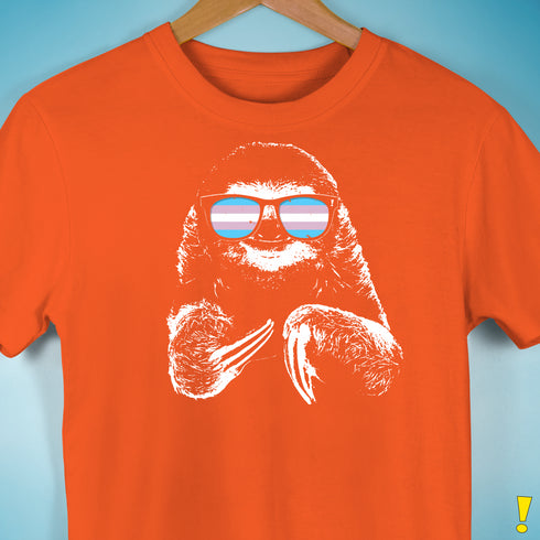 Pride Sloth Transgender Flag Sunglasses Premium Unisex T-Shirt - Orange