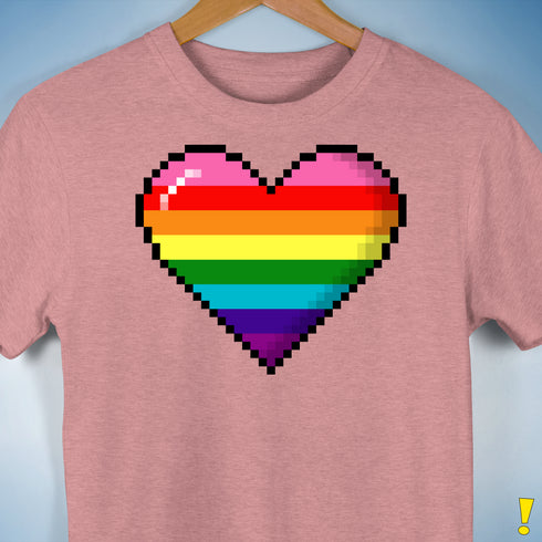 Gilbert Baker Original LGBTQ Gay Rainbow Pride 8-Bit Pixel Heart - Mauve Heather