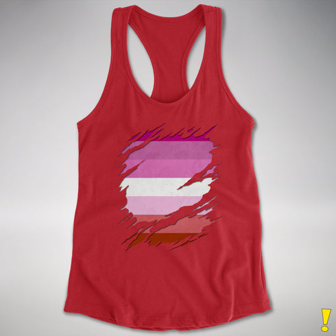 Pink Lesbian Ripped Reveal Racerback Tank - Red