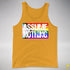 Assume Nothing LGBTQ Progress Pride Flag Premium Tank Top - Gold