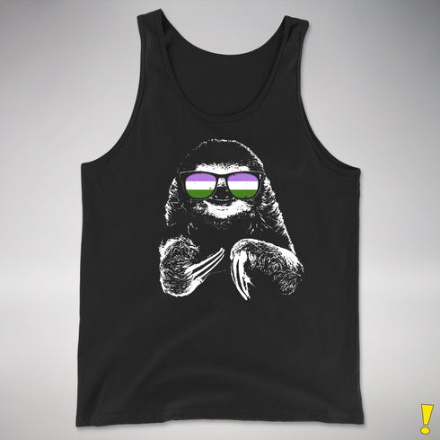 Pride Sloth Genderqueer Flag Sunglasses Premium Tank Top - Black