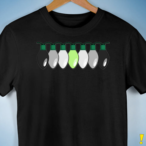 Agender Pride Christmas Lights Premium Unisex T-Shirt - Black