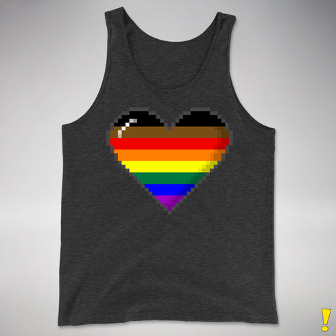 Philly LGBTQ Pride 8-Bit Pixel Heart Premium Tank Top - Charcoal Triblend