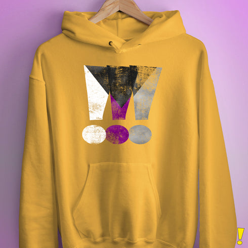 Demisexual Pride Grunge Exclamation Points Hoodie - Mustard