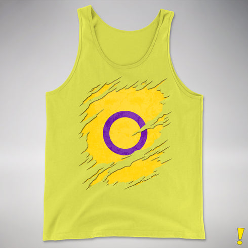 Intersex Pride Flag Ripped Reveal Premium Tank Top - Neon Yellow